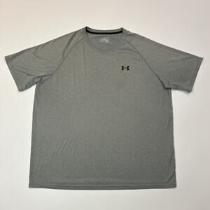 Under Armour Shirt Mens 2XL XXL Gray Loose Fit Heatgear Activewear Workout Logo